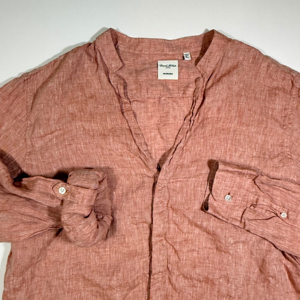 Murano Baird McNutt Linen Shirt Mens XLT Rose Pink Long Sleeve Coastal Beachy